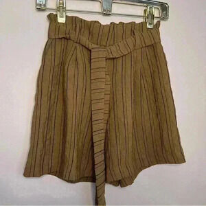 H&M Brown Striped Paper Bag Shorts, Size 4, EUC